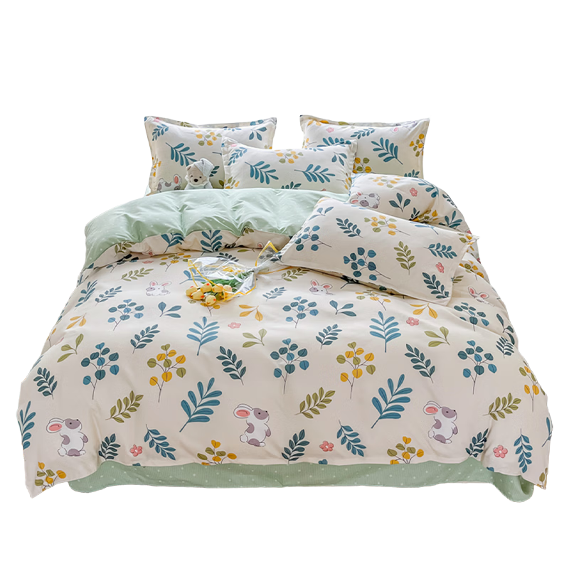 Grace Duvet Cover, Single Piece, Class A Antibacterial, Brushed Fabric, Student Single Bedding Cover, Jungle Rabbit Pattern, 200*230cm