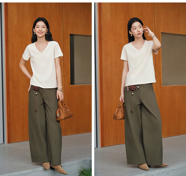 Semir Cooling Short Sleeve T-Shirt Women Summer Solid Color V-Neck Shoulder Moisture-Wicking Quick-Dry Antibacterial Top 2026 109326100002 15