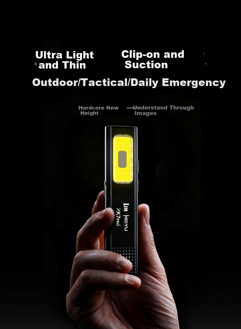 LEM Ultra-thin High Brightness Flashlight Small Portable Rechargeable Outdoor Hiking Mountaineering EDC Mini Magnetic Work Light 2