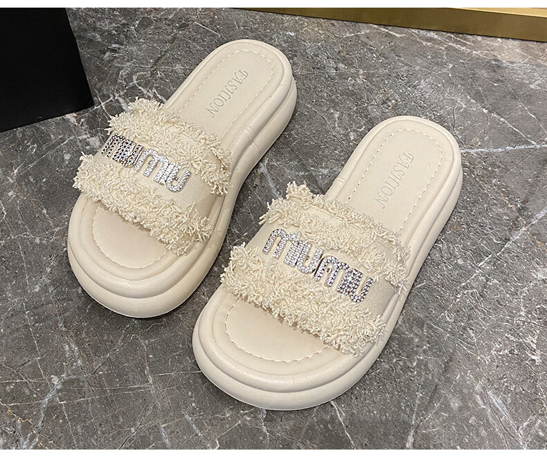 Cartelo Crocodile Women's Sandals Summer New Fashion Rhinestone Flat Casual Shoes Beige 36 17