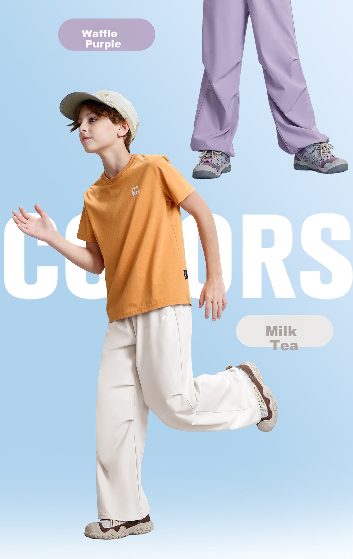 Camel Kids Casual Pants Spring Summer Cool Wide-Leg Cargo Pants Paratrooper Mosquito-Repellent Long Pants for Older Children 18
