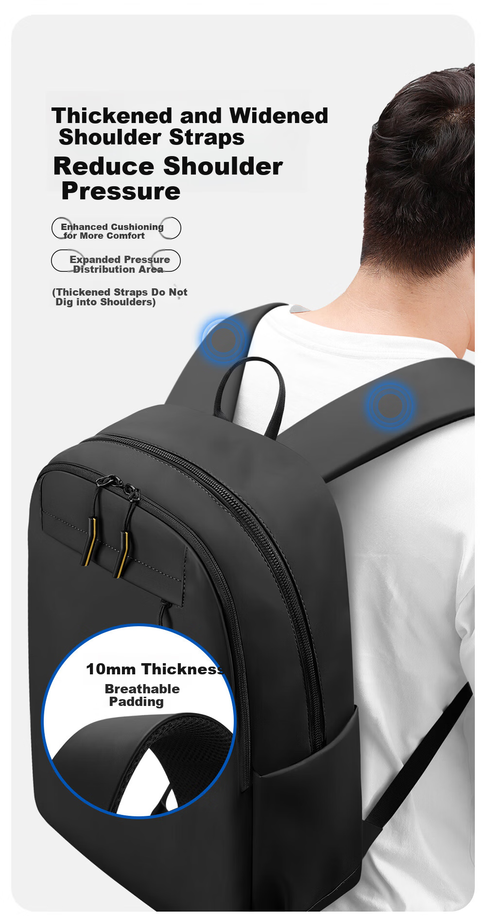 Biyoumei Business Laptop Backpack Large Capacity Travel Multifunctional Commuter Bag Black 9