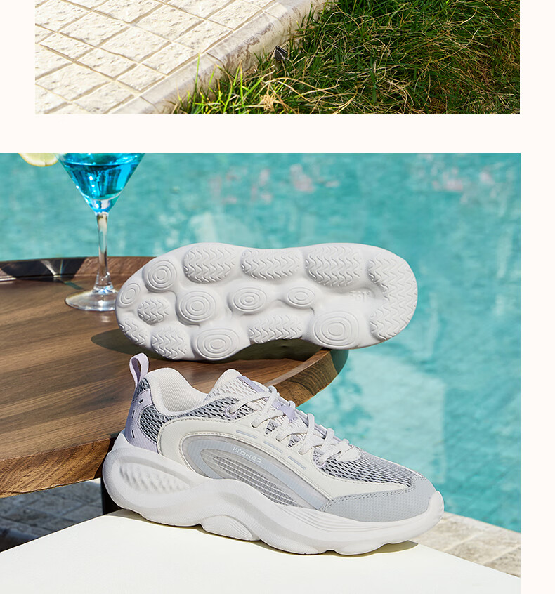 361° Women's Sports Shoes Mianyun Spring Summer Thick Sole Commuting Breathable Casual Retro Dad Shoes 682626703-1 11