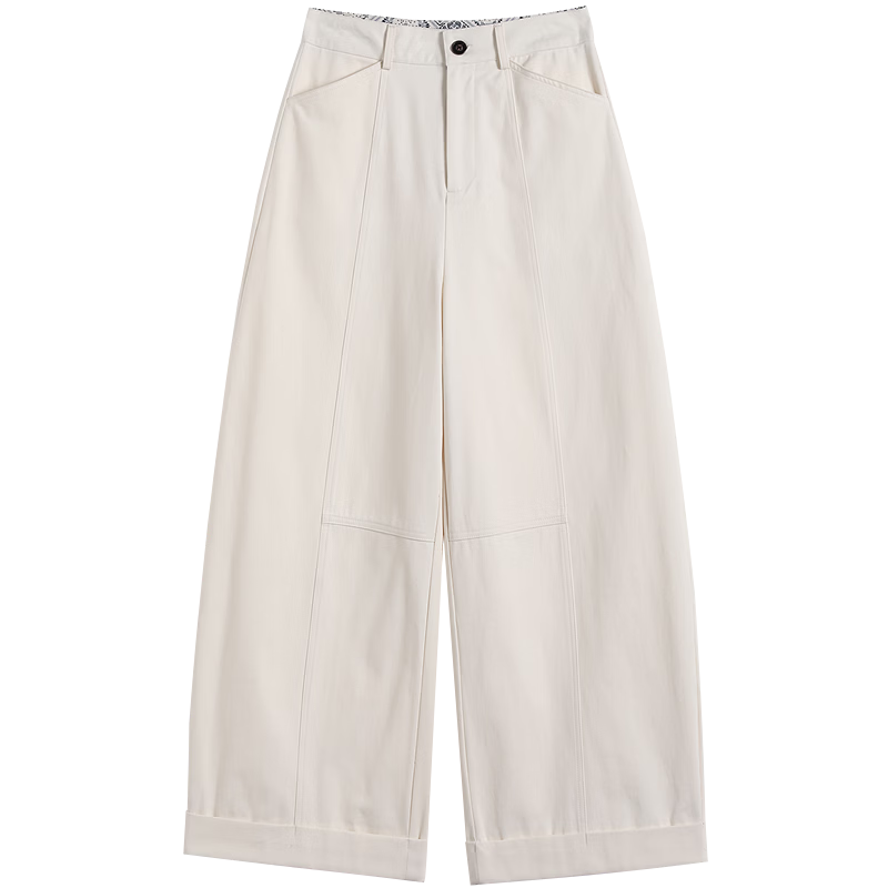 Demana [Cloud Soft Pure Cotton] Spring Curved Hem Cropped Pants Commuter Cuffed Loose Slim Petite Casual Pants for Women Premium