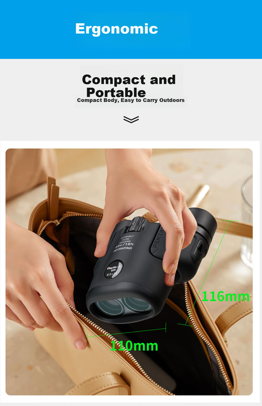 PENTAX Insect Lens III 8.5x21 Black Waterproof Macro Binoculars for Theater Museum HD Photography 13