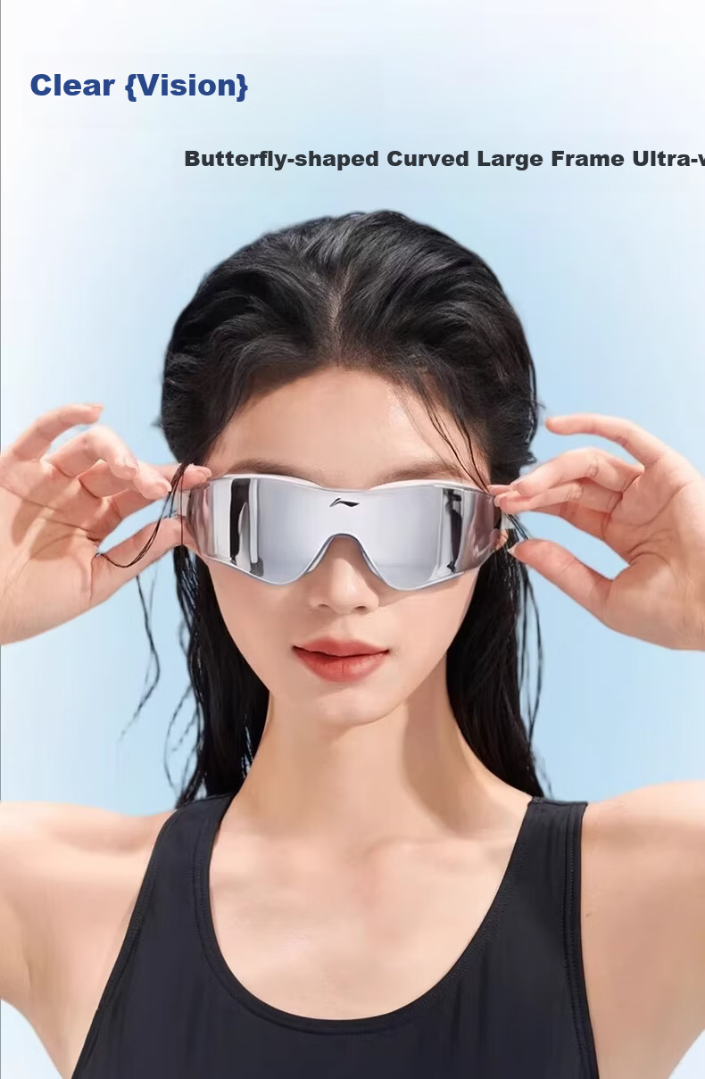 LI-NING Swimming Goggles HD Anti-Fog Waterproof Training Professional Mid-Frame Coated Swim Glasses for Men and Women 5