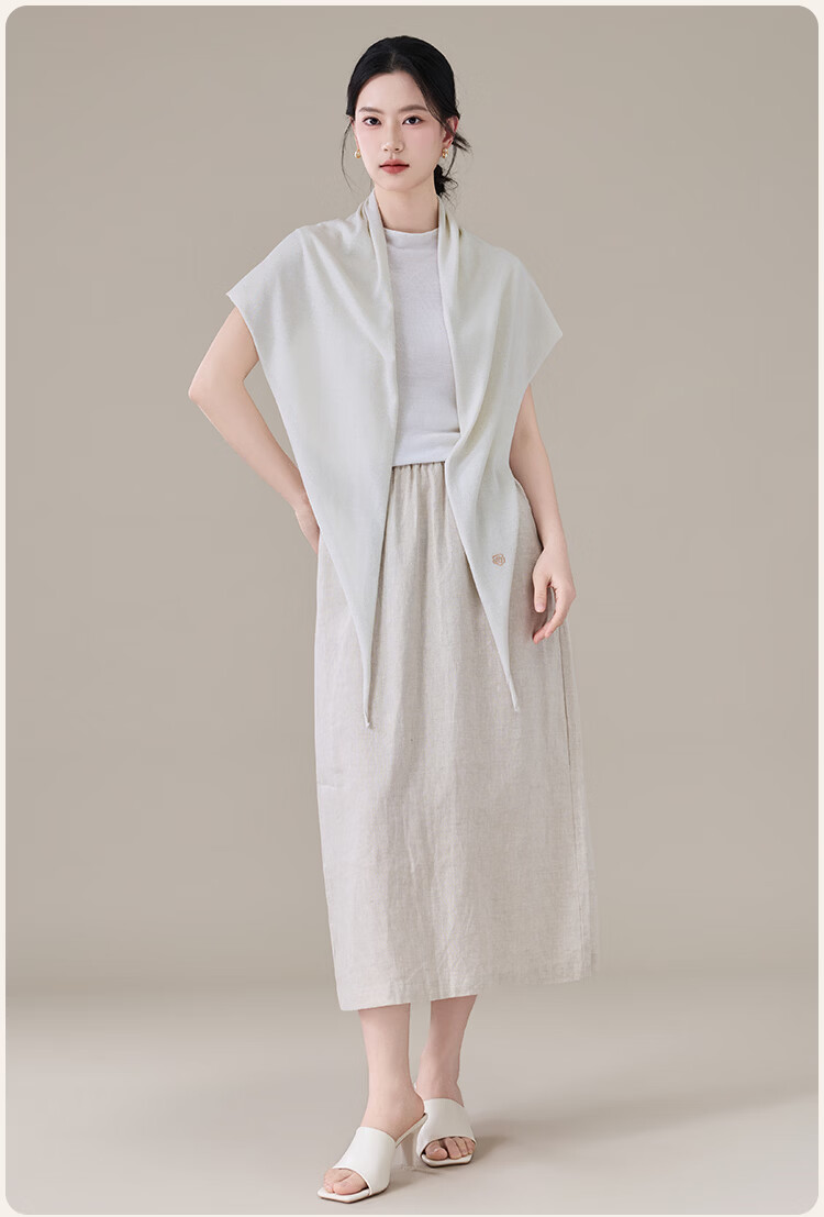 JIUMU Sheep Wool Lightweight Four-Season Shawl Women's Elegant Summer Air-Conditioned Office Warm Shawl 20