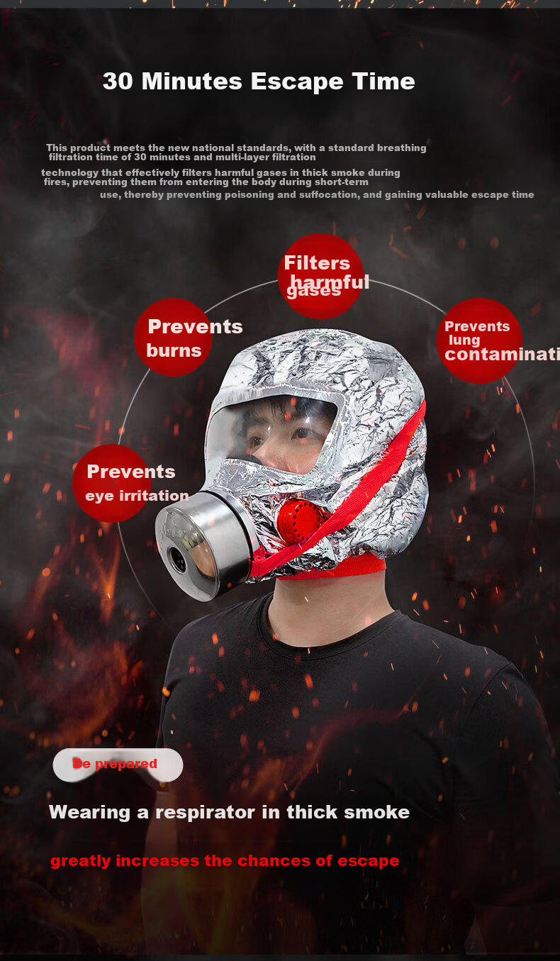 Haitian Firefighting Gas Mask Smoke and Fire Resistant Respirator Home Hotel 3C Escape Filtered Self-Rescue Breathing Apparatus 4