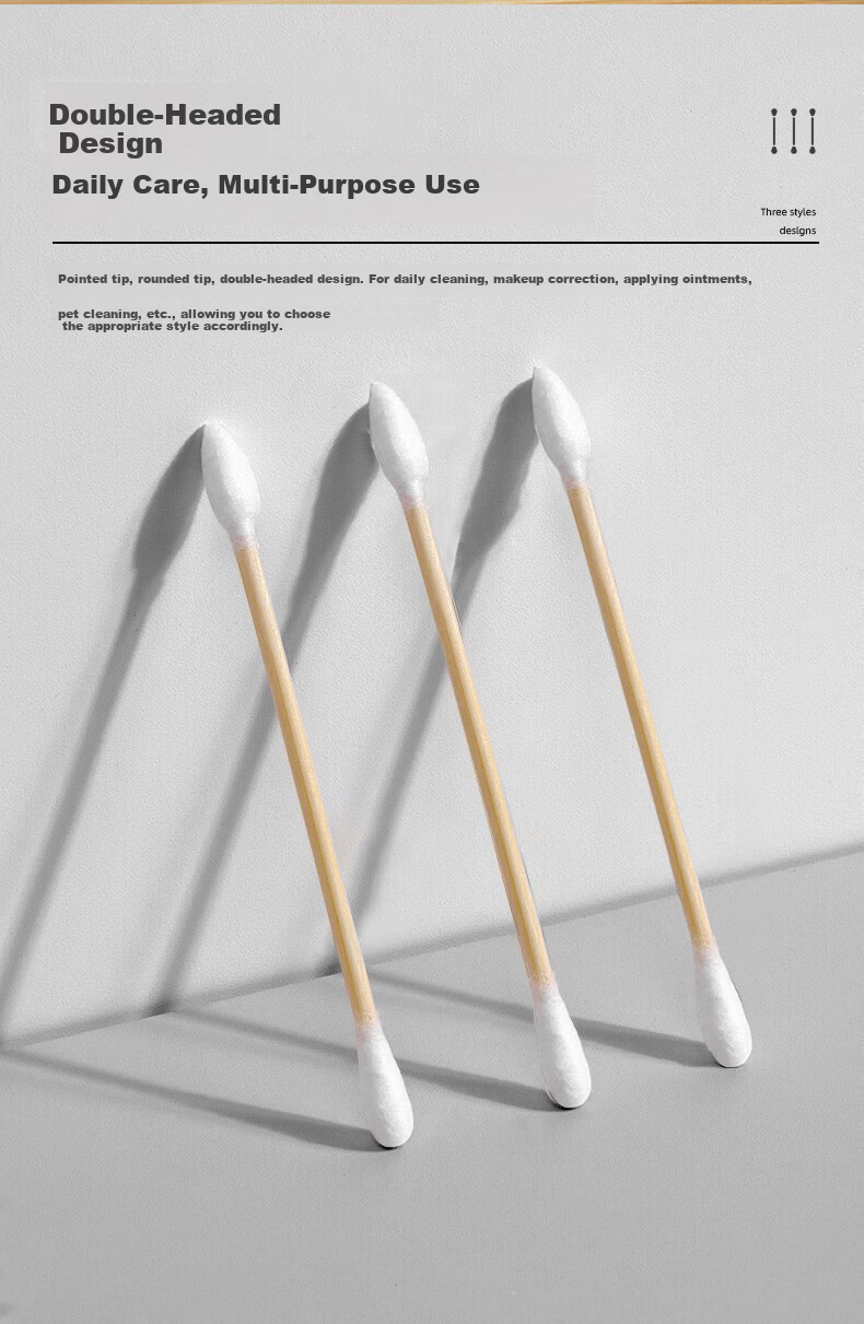 Jiebi Cotton Swabs Boxed 500 Double-Ended 1000 Tips Disposable Pointed and Rounded Head Multipurpose Cotton Buds for Cleaning Makeup and Ear Care 2