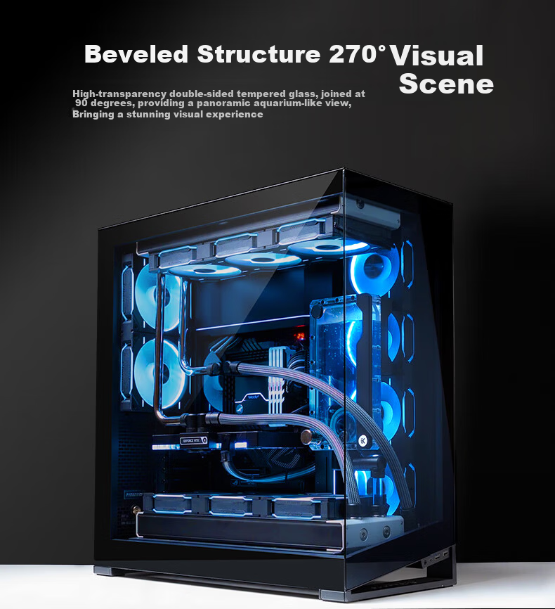 PHANTEKS NV9 White Frameless Full-View Seaview Computer Case (Dual 420/480 Water Cooling, EATX/SSI-CEB, ARGB Dual Channel Lighting Control, Type-C) 5