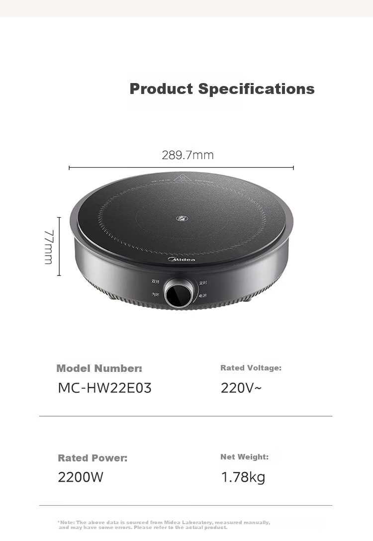 Midea Electric Ceramic Stove Tea Cooker Induction Cooker Household New Induction Cooker Hot Pot Smart Double Ring High Power Battery Stove Stir-fry Stove Tea Brewing Stove Hot Pot Stove MC-HW22E03 14