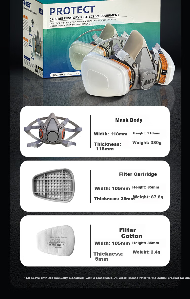 Aokeyun Dust Mask, Heavy-Duty Industrial KN95, Head-Mounted Non-Ear-Strapping, for Spray Painting, Silicone Face Shield, Paint Sprayers, Welders, Anti-Smoke, Secondhand Smoke, Breathing Valve, Breathable, Guardian - Quantum Gray 10
