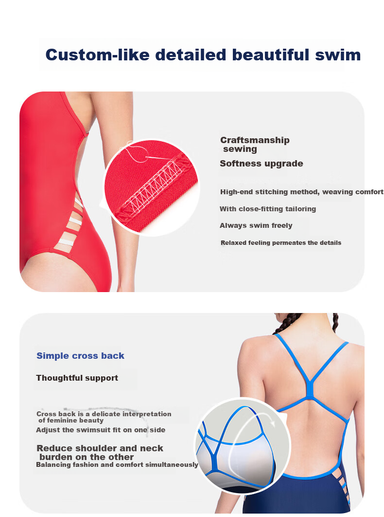 Speedo Free Series Chiffon Free Cross Back Thin Strap High Elasticity Thermal Spring One-Piece Swimsuit for Women, Sunset Pink, Size 34 6
