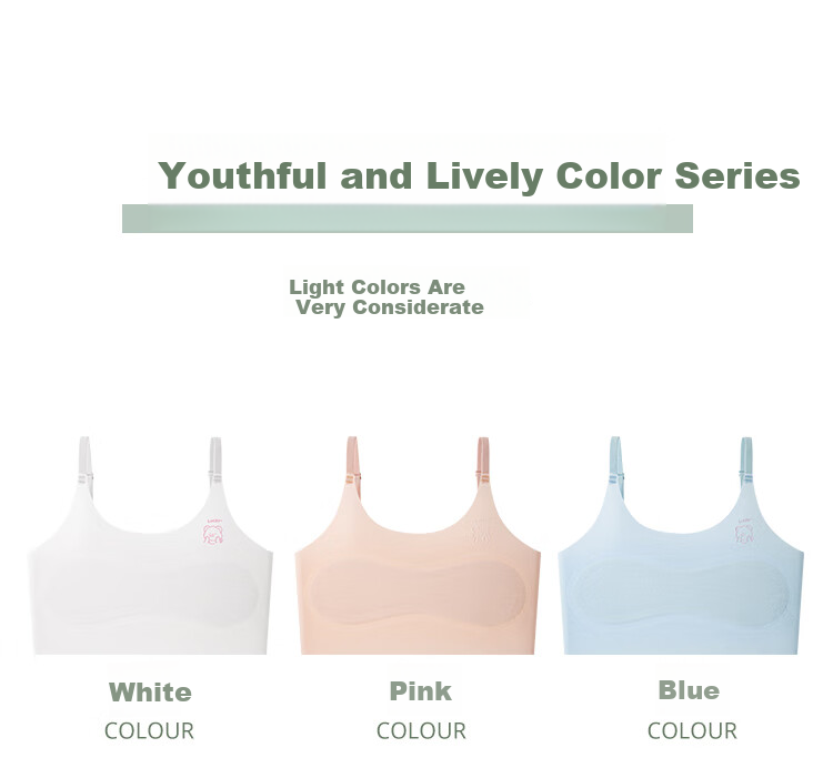 FitonTon 2-Pack Girls' Underwear Developmental Stage Elementary School Girls' Bras Stage 1 Anti-Peek Padded Cotton Vest 20