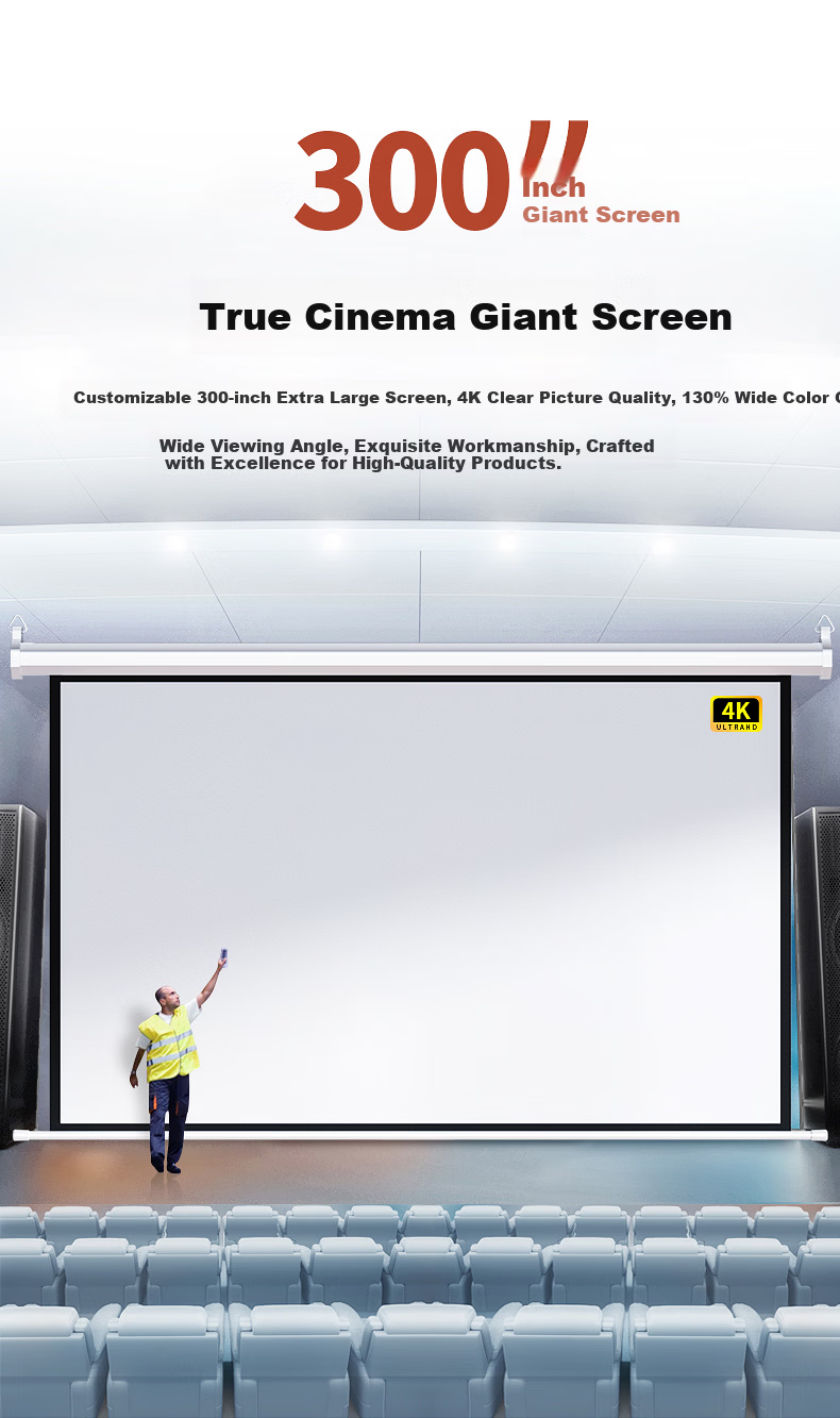 KUAIDUOXIAOWU Factory Custom HD 84-inch 16:9 Projector Screen Electric Remote Control Projection Screen for Conference Room Office Projector Compatible with XGIMI and JmGO 2