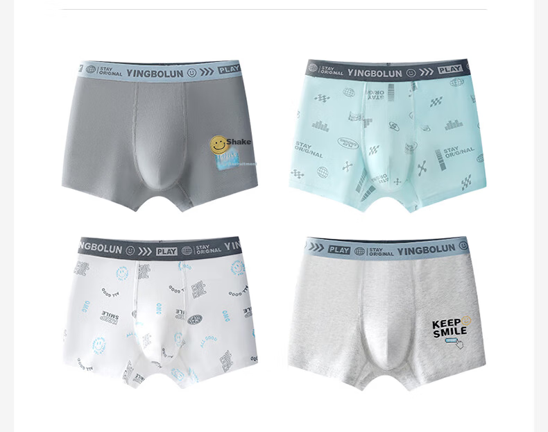 Yingbolun Boys' Cotton Boxer Shorts, Youth, 2-Pack, Style 10803, Grass Green + Medium Blue, Size 185 13