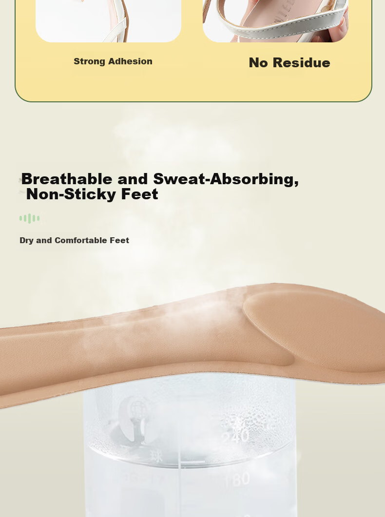 FOOTOPPO Summer Anti-Slip Sweat-Absorbing Self-Adhesive Soft Forefoot Insoles for Sandals, Seven-Point Insoles, High Heels, Long Standing 11