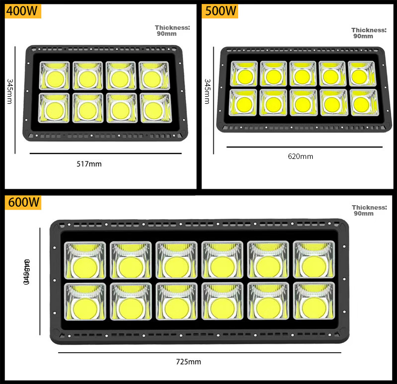 Qianzhiyi LED Floodlight High Power 400W Outdoor Waterproof COB Spotlight for Factory Square Construction Site Warehouse Basketball Court High Brightness Lighting 18