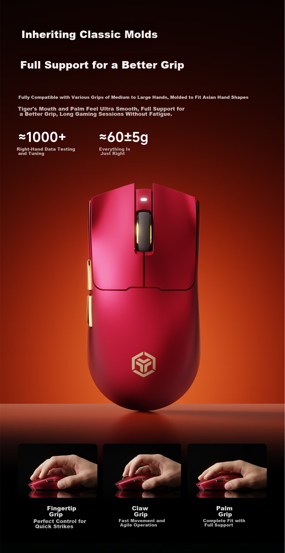 EWEADN S9Master Wireless Mouse, Gaming Lightweight Mouse, Bluetooth Tri-Mode PAW3955EX Custom Sensor, Suitable for Office And Large Hands, Computer Laptop Peripherals 4