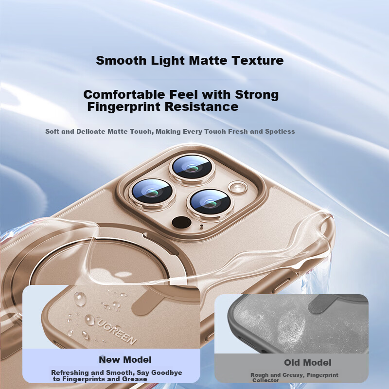 UGREEN 360° Invisible Magnetic Stand Case for iPhone 16 Pro, Matte Anti-Yellowing, Airbag Shockproof, Anti-Fingerprint Protective Cover