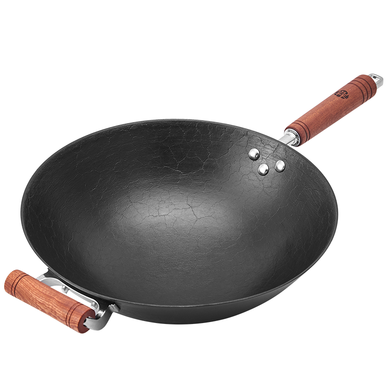Wang Yuan Ji Cast Iron Frying Pan 36cm Non-Stick Nitride Iron Wok for Gas Stove Household Cooking
