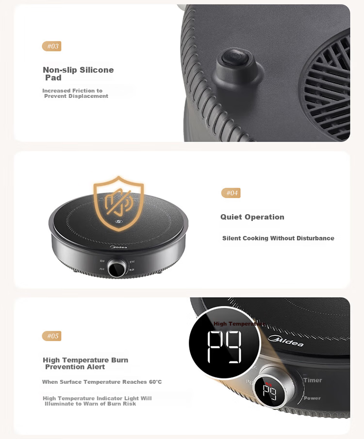 Midea Electric Ceramic Stove Tea Cooker Induction Cooker Household New Induction Cooker Hot Pot Smart Double Ring High Power Battery Stove Stir-fry Stove Tea Brewing Stove Hot Pot Stove MC-HW22E03 13