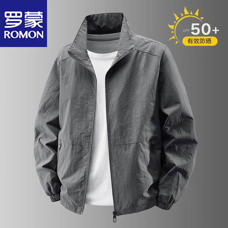 ROMON Father's Day Gift, Sun Protection Jacket for Men, Lightweight Summer Style, Casual Outdoor Stand-Collar Sun Protection Clothing