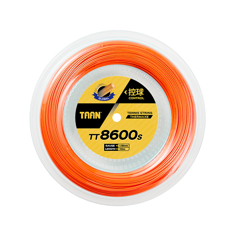 Taan Tennis String, Large Roll TT8600s Hard String, High Elasticity And Durable, 110m Length, Suitable for 9 Rackets, Orange Single Pack