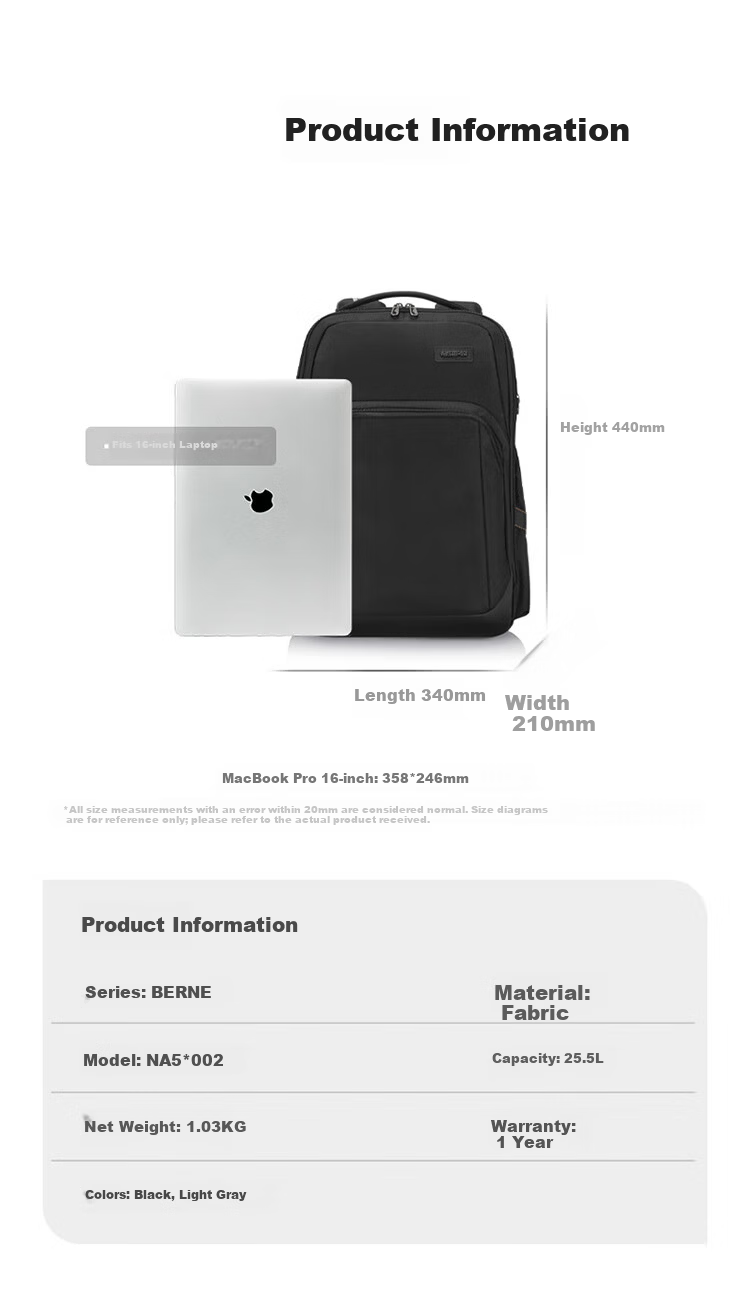 American Tourister Men's Backpack Commuter Laptop Bag Multifunctional 16-inch Travel Bag NA5 Light Gray 9