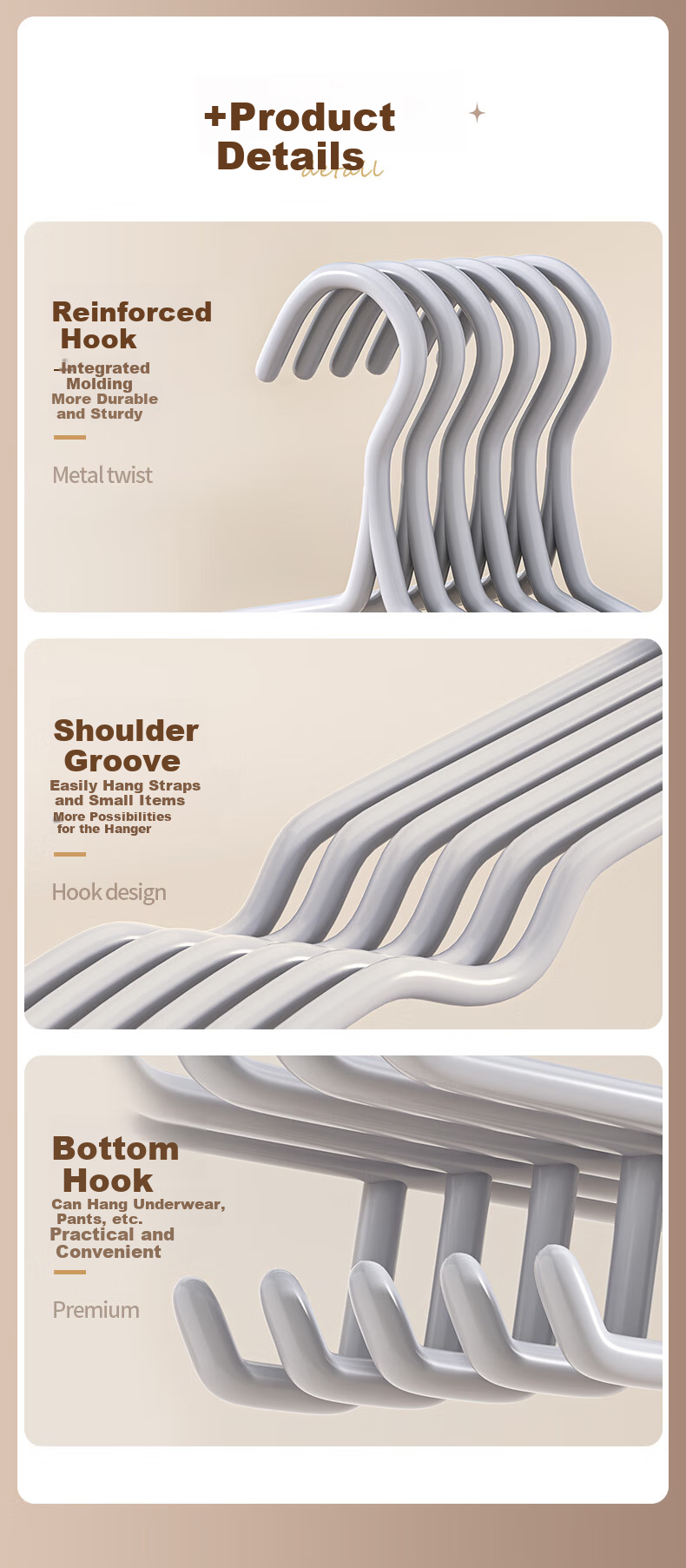 Baicaoyuan Non-Marking Clothes Hangers Anti-Slip 2026 New Thickened and Widened Steel Tube Clothes Hangers 20-Pack 12