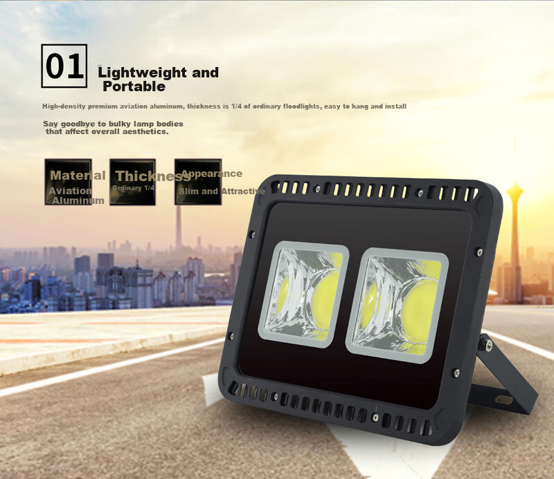 Qianzhiyi LED Floodlight High Power 400W Outdoor Waterproof COB Spotlight for Factory Square Construction Site Warehouse Basketball Court High Brightness Lighting 2