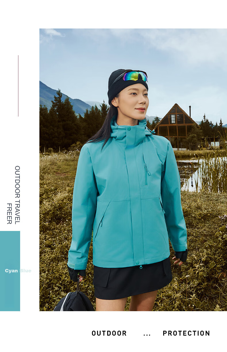 JEEP SPIRIT Men's 3-in-1 Waterproof Outdoor Mountaineering Jacket Women's Light Army Green/Dark Army Green M 33