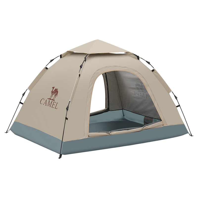 CAMEL Outdoor Tent, Portable Foldable Automatic Silver-Coated Sunscreen Rainproof Picnic Camping Equipment, 8110A Sand Gold