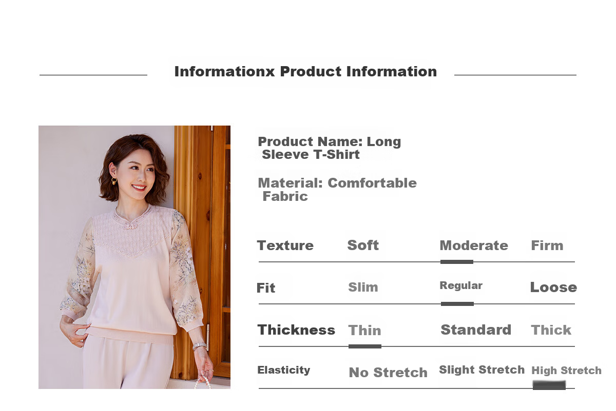 YUZHAOLIN Traditional Chinese Style 3/4 Sleeve T-Shirt for Middle-aged and Elderly Women, Grandma Top Y244T5825 6