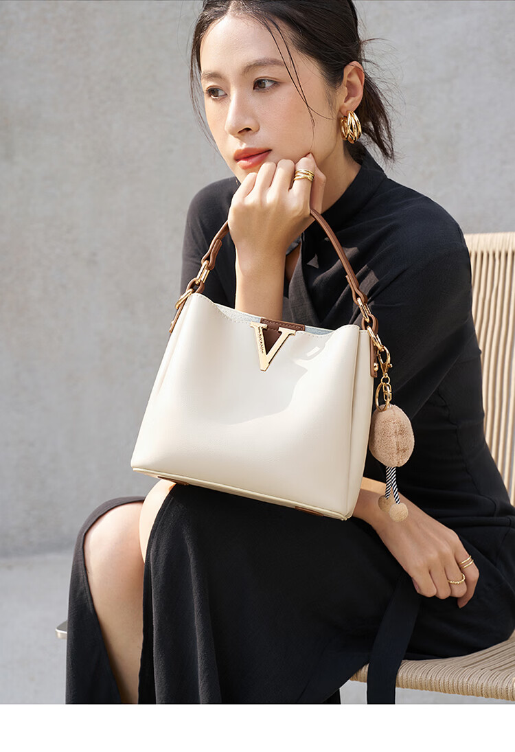 Aokang Women's Trendy Cowhide Handheld Bucket Bag Luxury Crossbody Shoulder Bag Birthday Mother's Day Gift for Mom and Wife 1