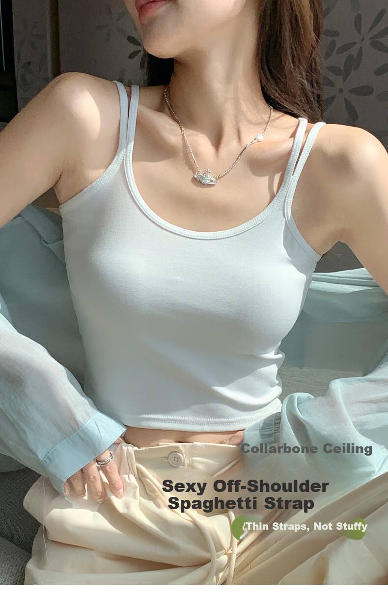Langsha White Camisole Vest Women 2026 New Versatile Backless Slim Sleeveless Top 1