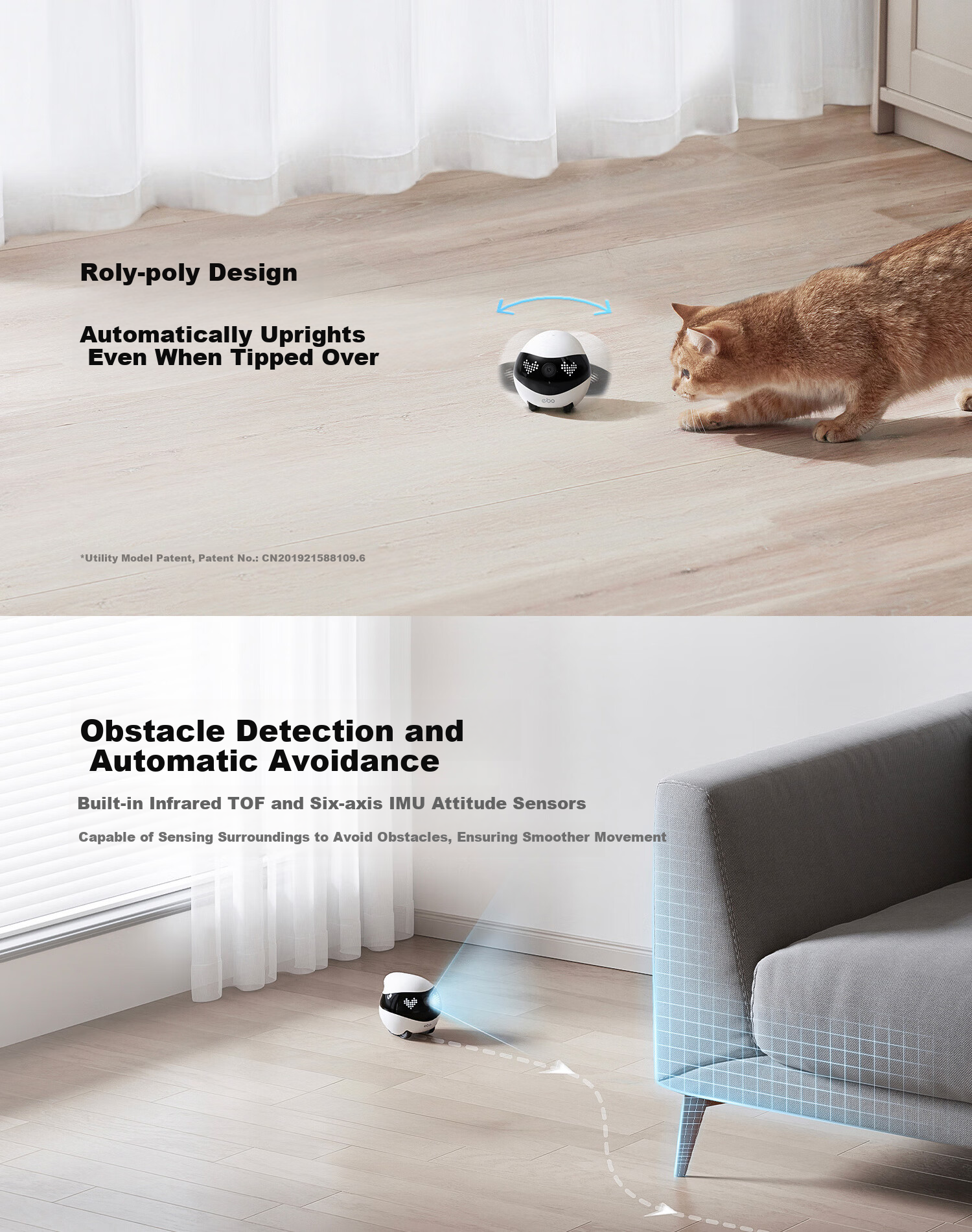 Enabot EBO Air 2 Mobile Surveillance Camera Elderly Kids Pets AI Companion Robot Home Monitoring Camera EBO Robot [Cloud Blue] 9