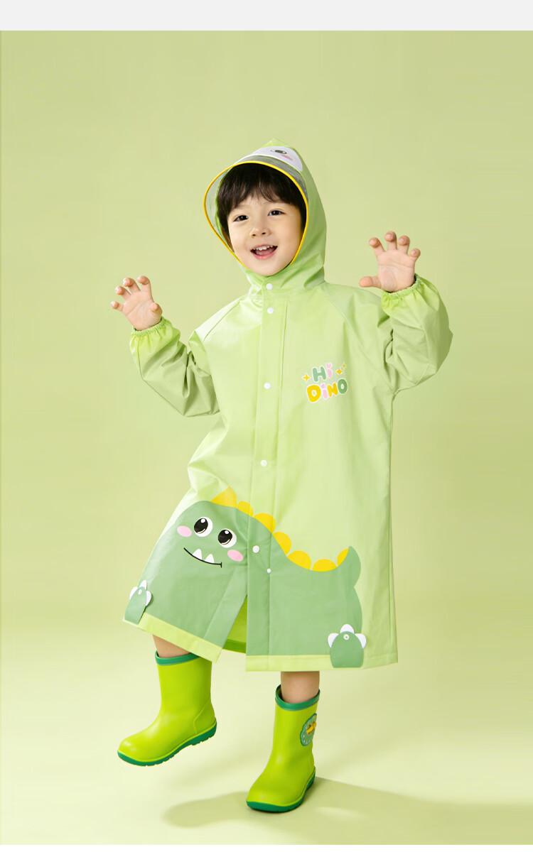 Deli Kids Raincoat for Primary and Secondary Students with Backpack Cover, Extended Full-Body Waterproof, Skin-Friendly and Soft 6