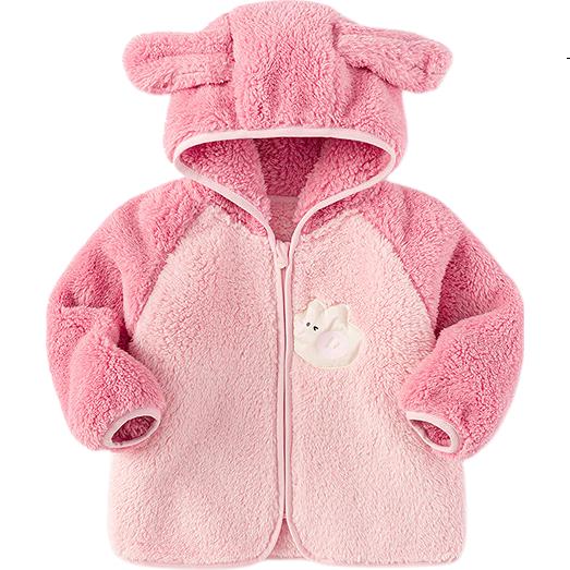 BALABALA Children's Outerwear, Boys And Girls Autumn And Winter Clothing, Baby Coral Fleece Warm Thickened Cute Toddler Jacket Fashio