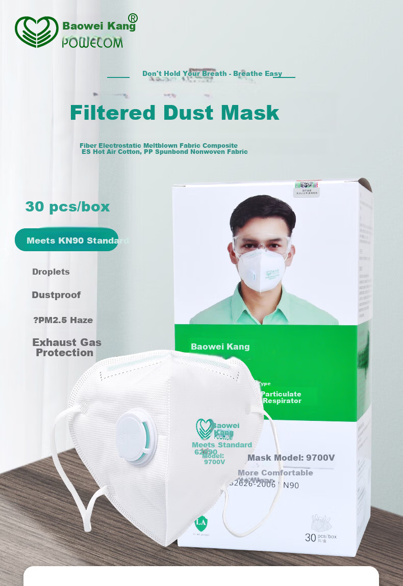 Baowei Kang 9700V Dustproof Mask Earloop KN90 Industrial Dust Particles Pollen Smog PM2.5 Breathable 1