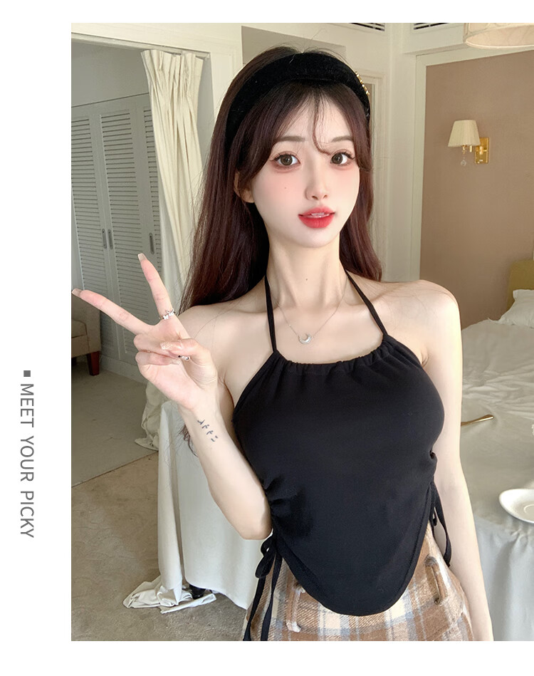 Modal Halter Neck Camisole Women's Simple Fashion Backless Bra Slim Fit Top with Chest Pad 8