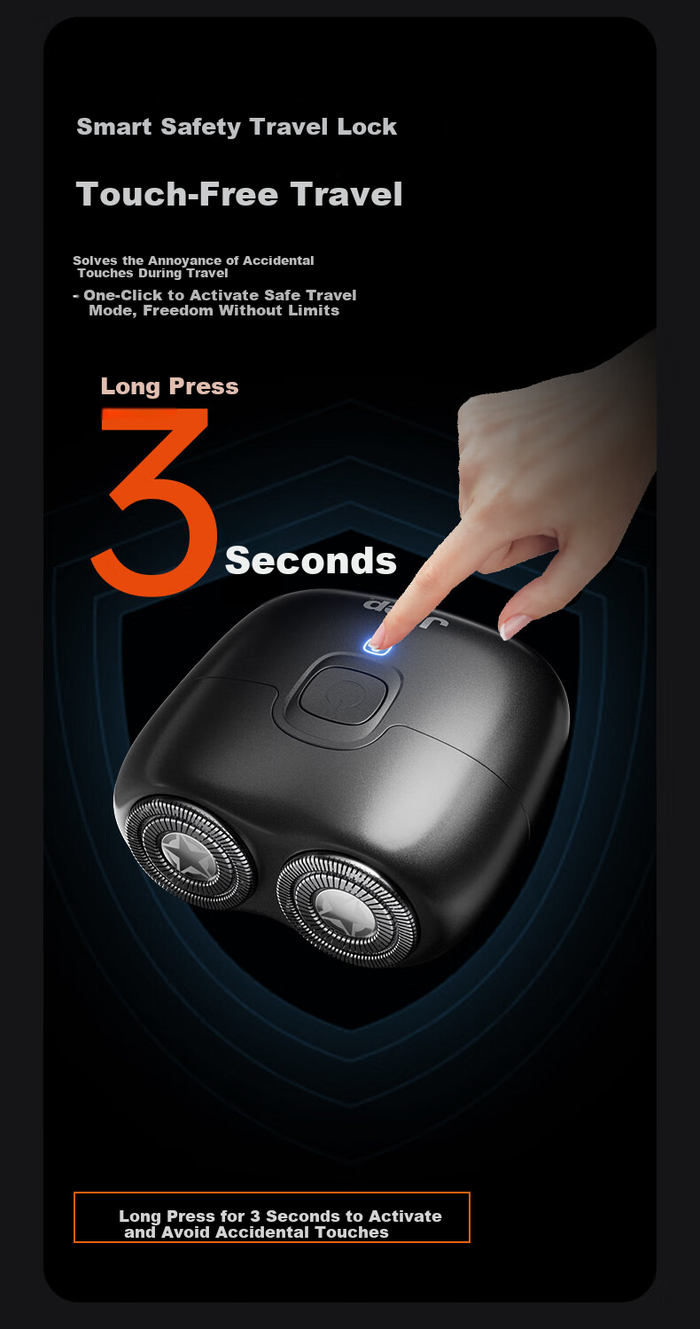 Jeep Compass Electric Shaver for Men Compact Portable Mini Razor Travel Business Long Battery Life Fully Washable Gift for Dad Boyfriend Husband E2 Black 14