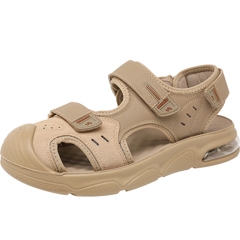 Warrior Men's Summer Closed-Toe Sandals Outdoor Breathable Beach Shoes WSL(WZ)-1651 Khaki Size 41