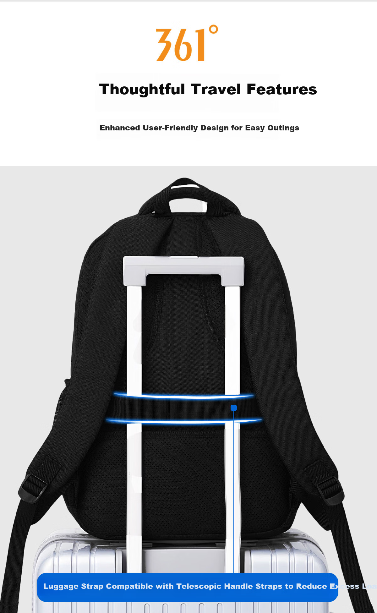 361° Men's Large Capacity Backpack Junior High High School Bookbag 2025 New Business Commuter Laptop Travel Bag 9