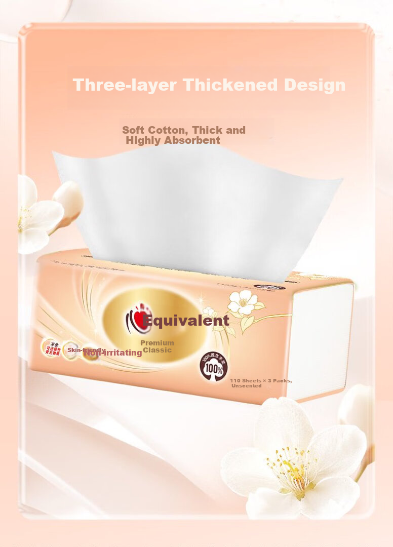 Mind Act Upon Mind [Full Box] Facial Tissues, Classic Series, 3-Ply, 110 Sheets, 8 Packs, 10 Bundles, DT24110 (Formerly DT24180) 4