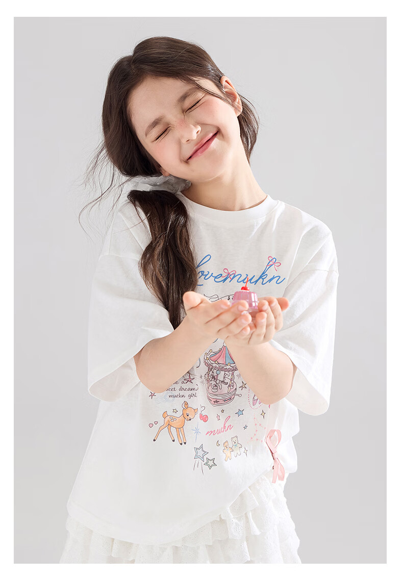 Mucmukn Wish Fairy Snowflake Soft Cotton Loose Hand-Painted Print Short Sleeve T-Shirt Summer Girls' Tee New 31