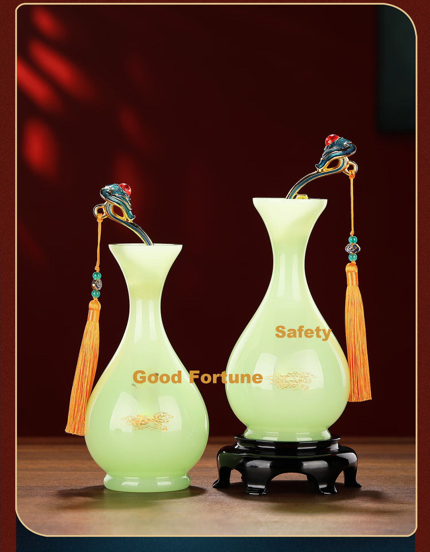 Heshengtang Ruyi Glass Flower Vase Ornament Luxury Living Room Entryway TV Cabinet Decoration Wedding Housewarming Opening Gift 3