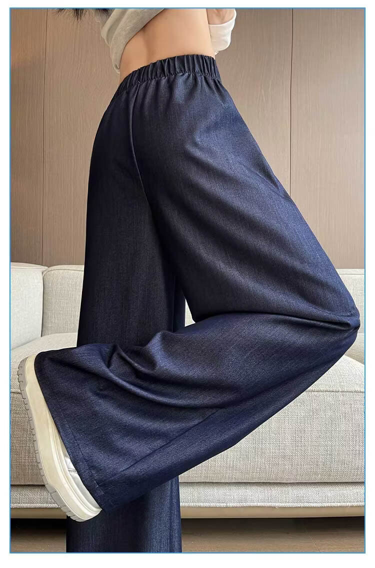 Modal Casual Pants Women 2026 Summer New High Waist Slimming Ice Silk Draped Straight Wide-Leg Floor-Length Jeans Women 15