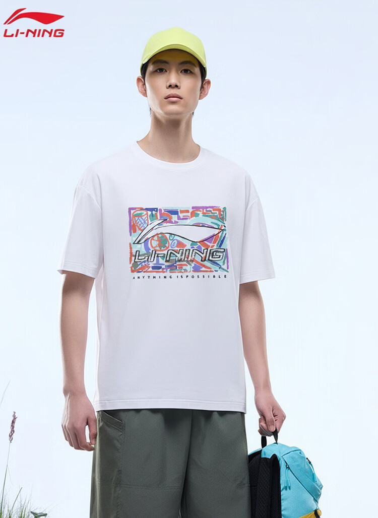 LI-NING Short Sleeve Sports T-Shirt Logo Print Summer Breathable Unisex Casual Comfortable Trendy Tee for Men 3