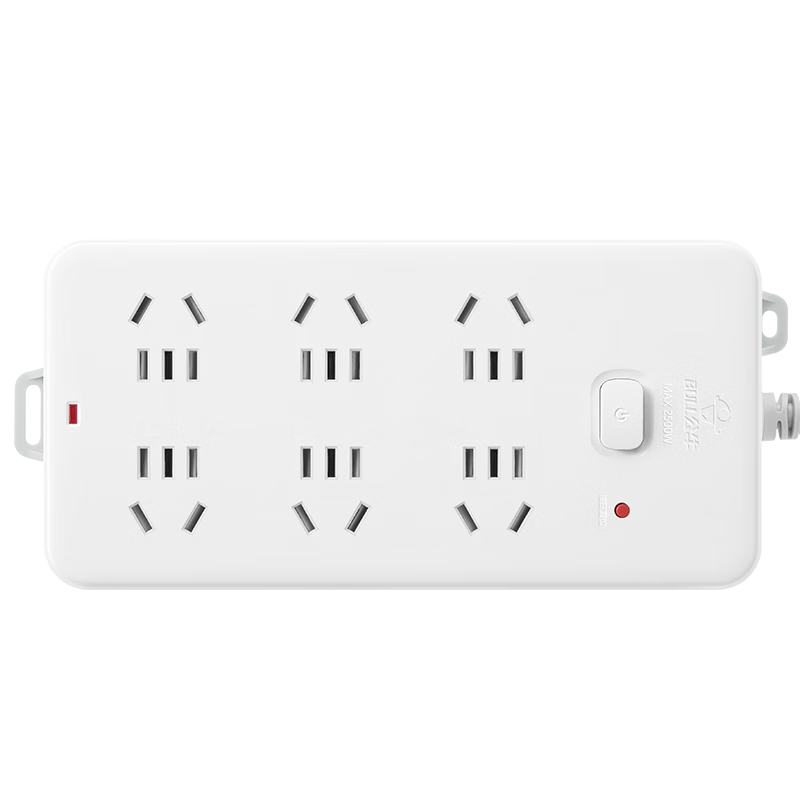 BULL Power Strip/Extension Cord/Surge Protector/Power Bar/Power Outlet Board/Extension Board, 6 Outlets with Master Switch, 3 Meters Long GN-109K